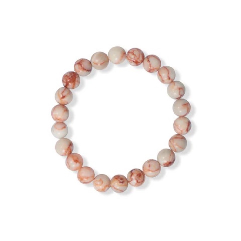 NEW! 8mm Red Vein Jasper Stretch Bead Bracelet